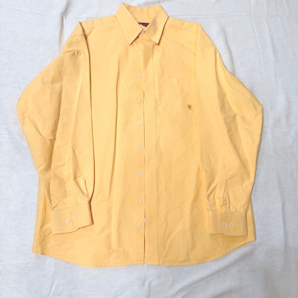 TWENTY X Mens Yellow Long Sleeve Button Up Shirt XL 100% Cotton Embroidered Logo